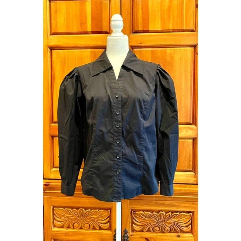 Simonton Says designed by George Simonton Puff Sleeve Blouse - Black - Size S